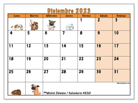 calendario diciembre 2023 de perritos